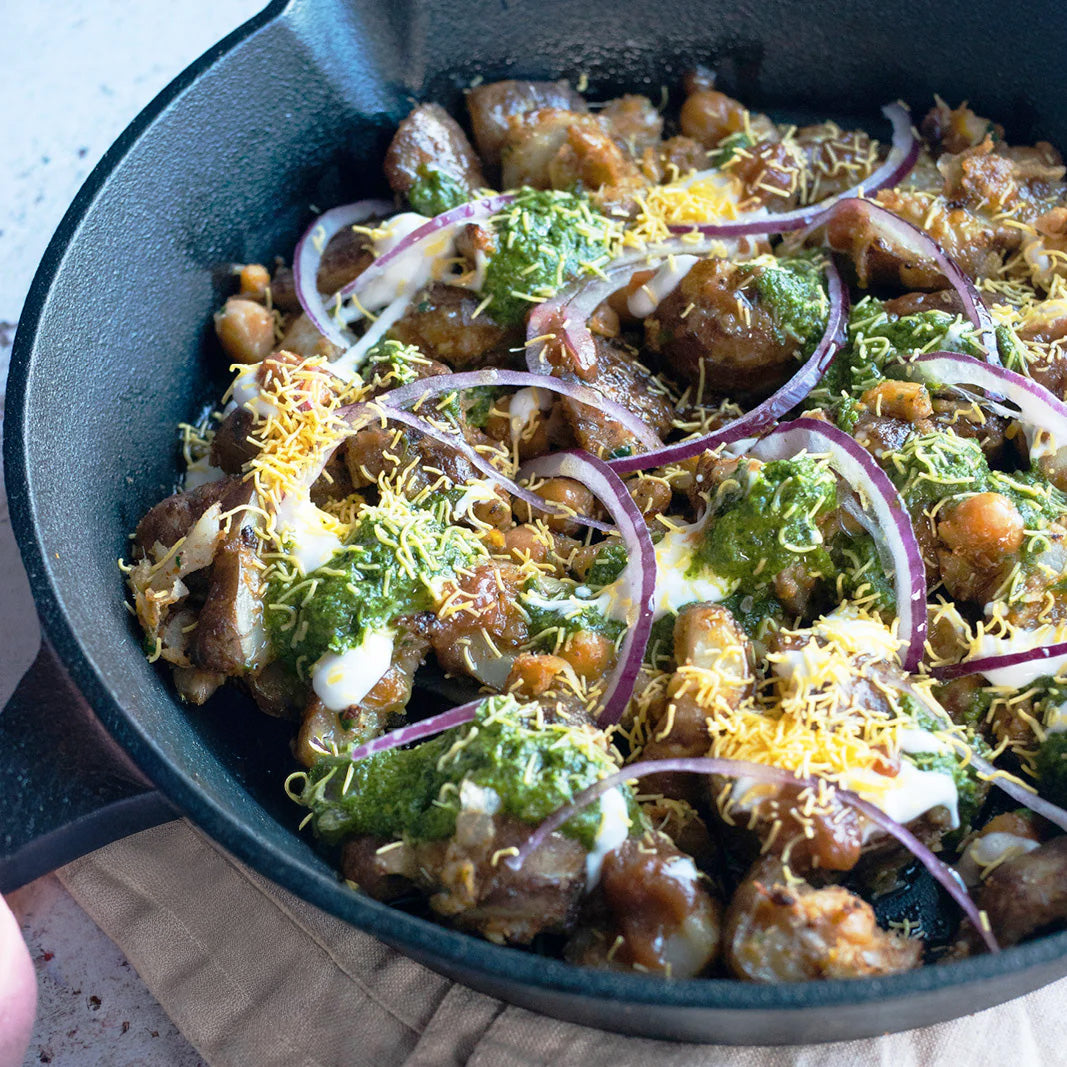 Thumbnail for Chaat Masala With Crispy Baby Potatoes, Tamarind Yoghurt, Minted Chilli Dressing & Crispy Sev