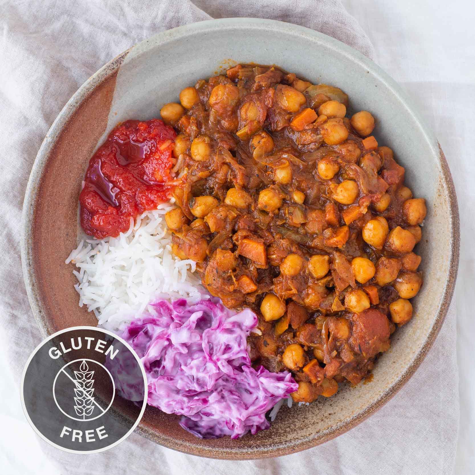 Thumbnail for Caribbean Curried Chickpeas With Coconut Slaw & Scotch Bonnet Chilli Jam
