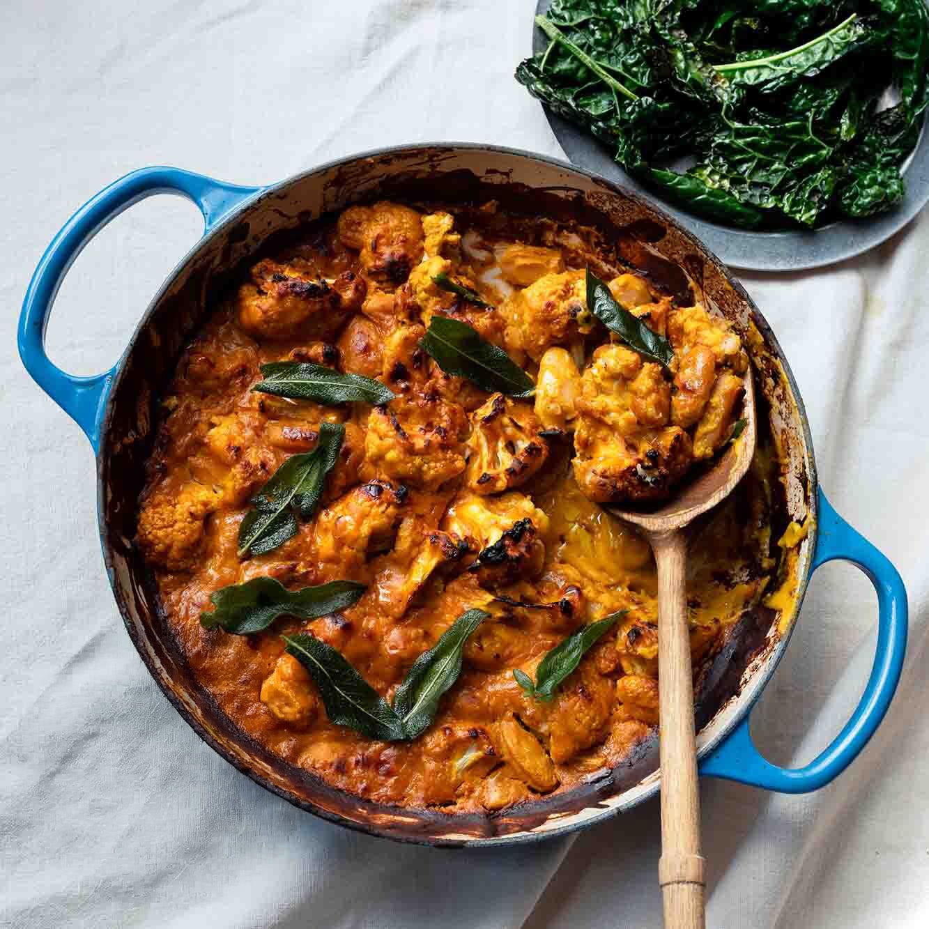 Thumbnail for Cheesy Pumpkin & Cauliflower Gratin With Tender Butter Beans, Cavolo Nero & Crispy Sage