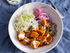 Crispy Buffalo Tofu Nourish Bowl With Cabbage Celery Slaw, Tricolour Quinoa, Pink Onion Pickle & Ranch Dressing