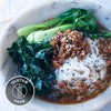 Umami Broth & Greens With Crispy Chilli Tempeh, Vermicelli & Chiu Chow Chilli Sauce