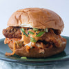 Crispy Korean Oyster Mushroom Burger With Kimchi & Gochujang Mayo On Soft Vegan Brioche