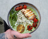 Summer Thai Green Curry Udon Noodles, With Smoked Tofu, Blistered Cherry Tomatoes, Summer Green Beans & Charred Lime