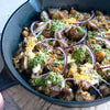 Chaat Masala With Crispy Baby Potatoes, Tamarind Yoghurt, Minted Chilli Dressing & Crispy Sev