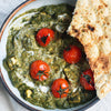 Creamy Saag Tofu 'Paneer' With Sweet Roasted Cherry Tomatoes & Soft Garlic Naan