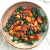 Crispy Cauliflower Gnocchi With Puttanesca Sauce, Crispy Kale & Fresh Parsley