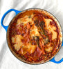 High Protein Tempeh Sausage & Broccoli Lasagne In Rich Tomato Sauce With Creamy Miso Bechamel