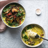 Spicy Turmeric & Lemongrass Laksa With Rice Noodles, Crispy Oyster Mushrooms & Aubergine