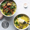 Spicy Turmeric & Lemongrass Laksa With Rice Noodles, Crispy Oyster Mushrooms & Aubergine