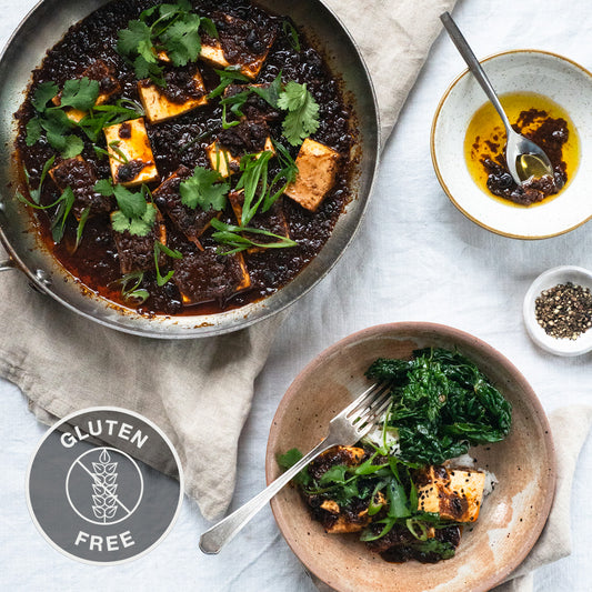 Sichuanese Mapo Tofu With Sticky Jasmine Rice & Cavolo Nero In A Sweet Rice Vinegar Dressing