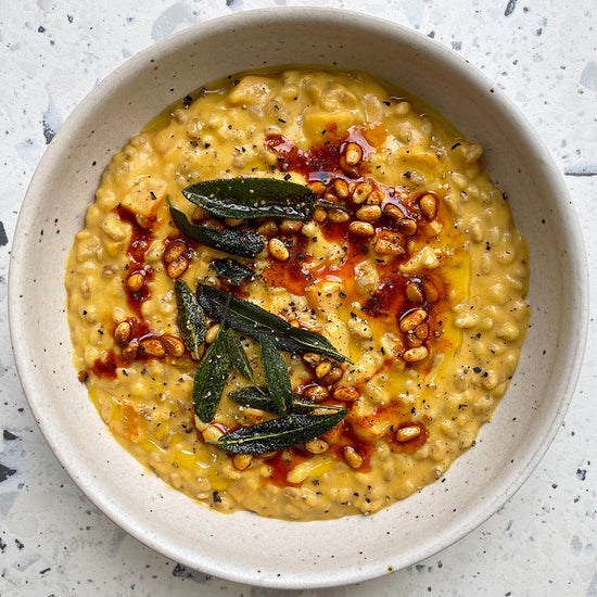 Butternut Squash & Spelt Risotto With Crispy Sage & Smokey Toasted Pin ...