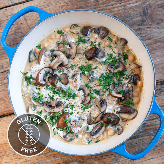 Rich & Creamy Mushroom Stroganoff With Chickpeas, Baby Spinach, Basmati Rice & Fresh Parsley