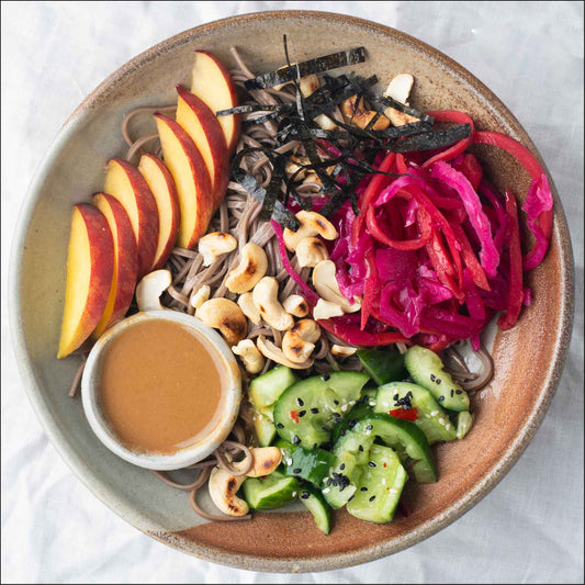 Soba Noodle Salad With Smacked Cucumbers, Nori, Cashews, House Pickles & Zingy Peanut Dressing