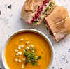 Festive Spiced Carrot & Red Lentil Soup With Cheese & Cranberry Toastie Dipper
