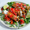 Crispy Sweet Potato & Black Bean Taquitos With Cashew 'Feta' Crema & Salsa Fresca